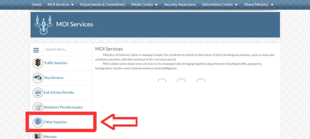 MOI website Other inquiries option